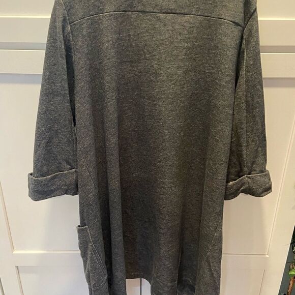 Garnet Hill Open Front cardigan Size S French Terry Gray Collarless Jacket - Picture 8 of 8